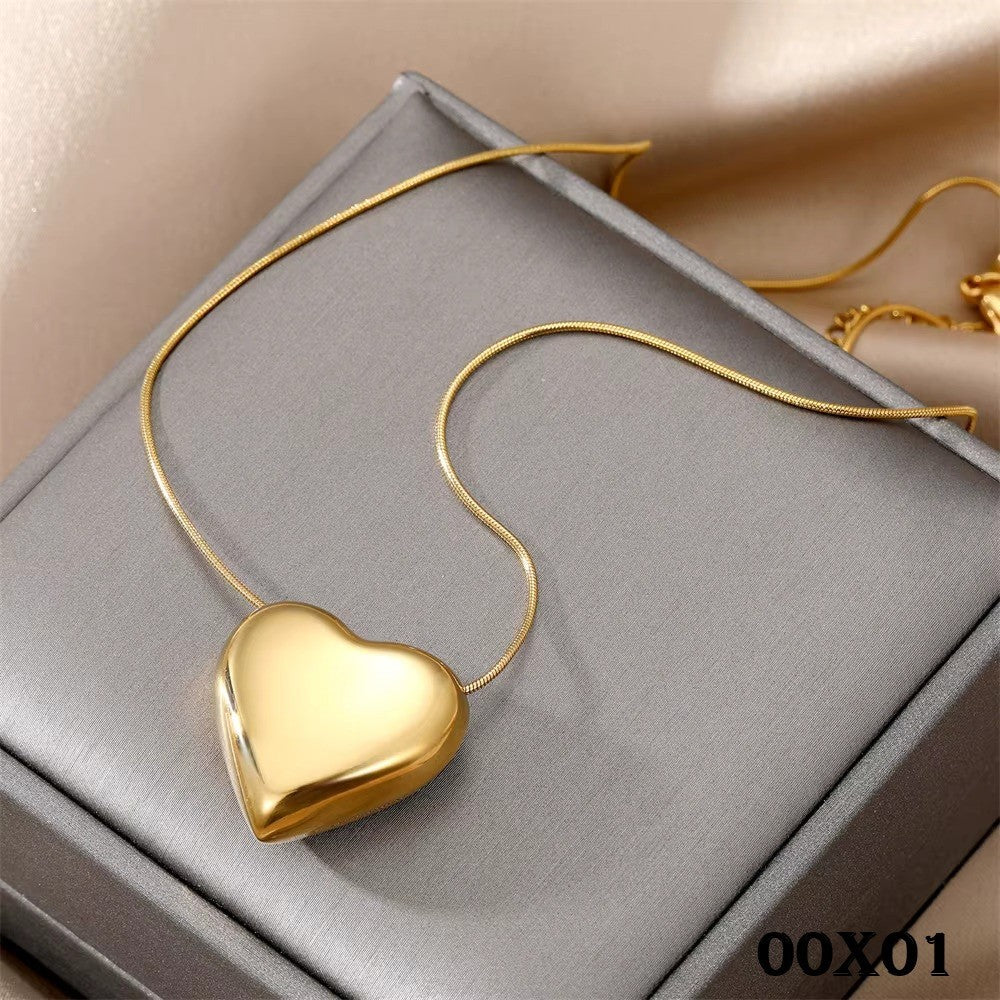 Herz Anhänger Edle Halskette Edelstahl Gelbgold Herzkette Damen Geschenk0