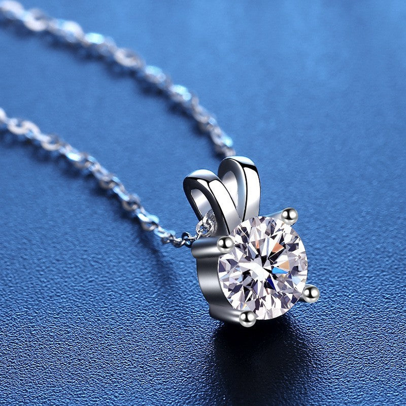 Damen Halskette 925S Silber Vförmiger 1KaratZirkonHasenanhänger, Hochzeitss4