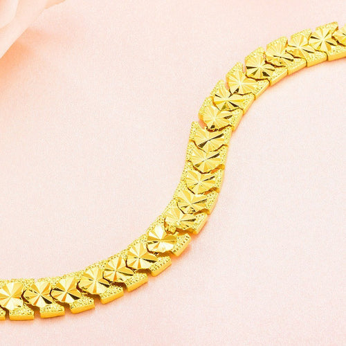 Luxus Damen Armband Gold 24K vergoldeter, farbechte herzförmige Uhrenkette 20cm0