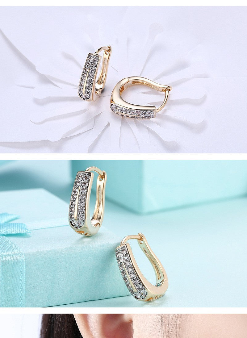 Damen Ohrringe Temperament Uförmige vergoldete Zirkonohrringe für Frauen5