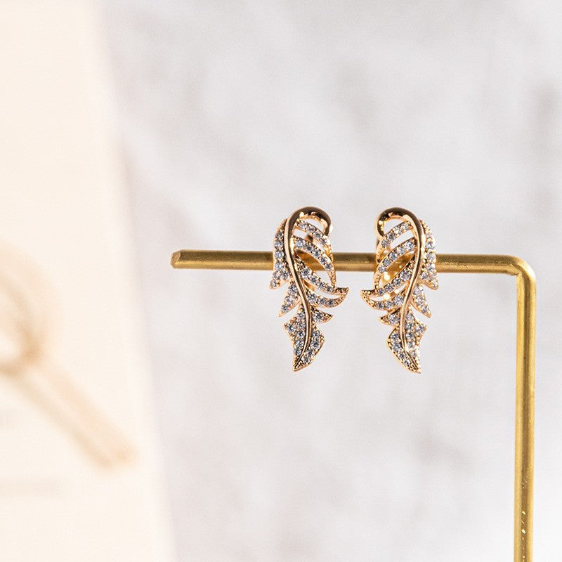 Luxus Damen Ohrringe 585 Rolled Roségold überzogen Blatt CZ für Damen Geschenk4
