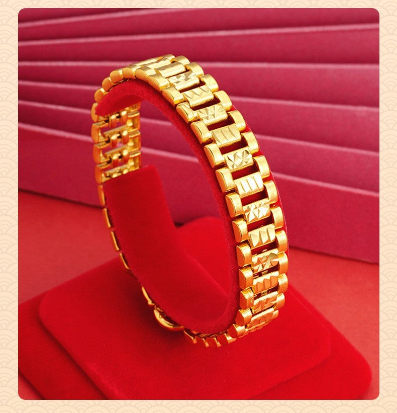 Luxus Armband Gold SandgoldArmband mit Tankkette, breite Ausführung für Damen u1