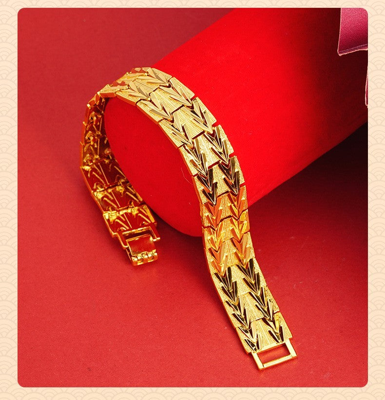 Damen Herren Armband Gold Panzerkettenarmband Vietnamesisches, vergoldetes 21cm3