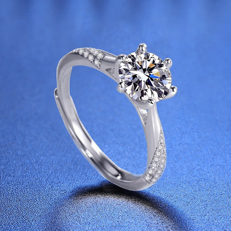 925S Silber Damen Ring, doppelseitiger Diamant1 Karat ZirkonRing, Luxusring0