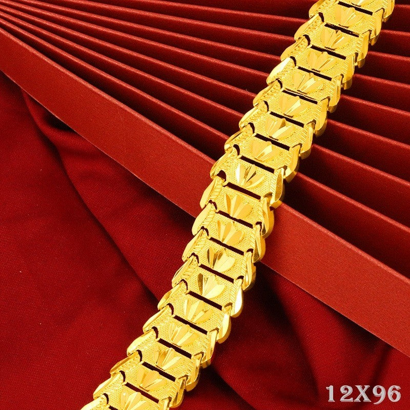 Vergoldetes Herren Armband mit Hühnerkrallenmuster modische Uhrenkette Gold 22cm0