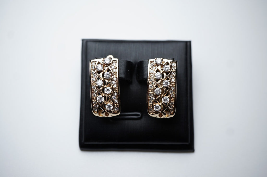 Damen Ohrringe 585 Rosegold mikro-eingelegtem Zirkon in luxuriösem Gold (vergold7