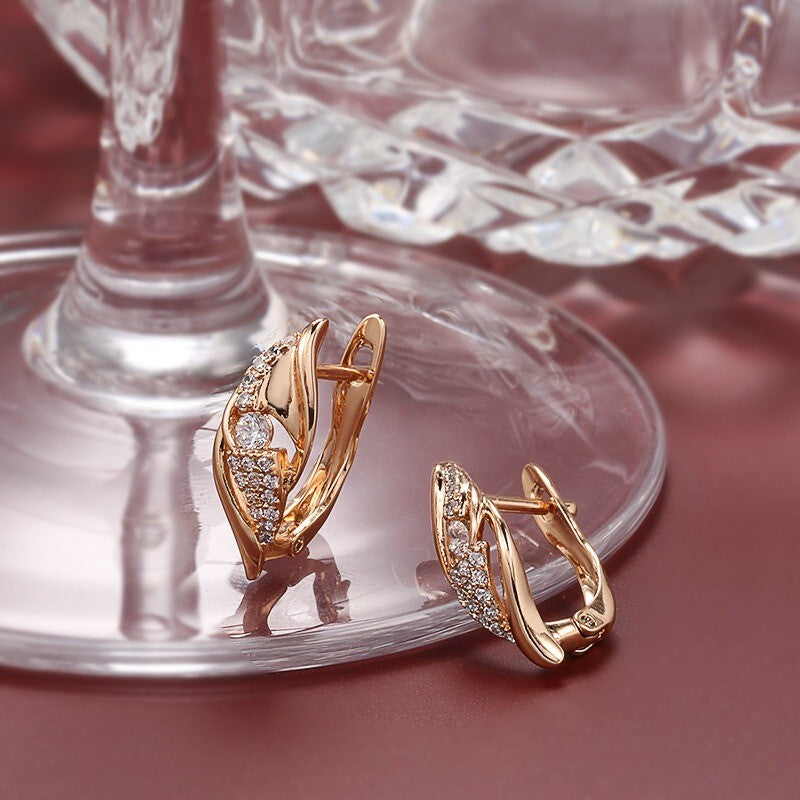 Luxus Damen Ohrringe 585 Rosé Gold überzogen Design Kristall für Damen Geschen5
