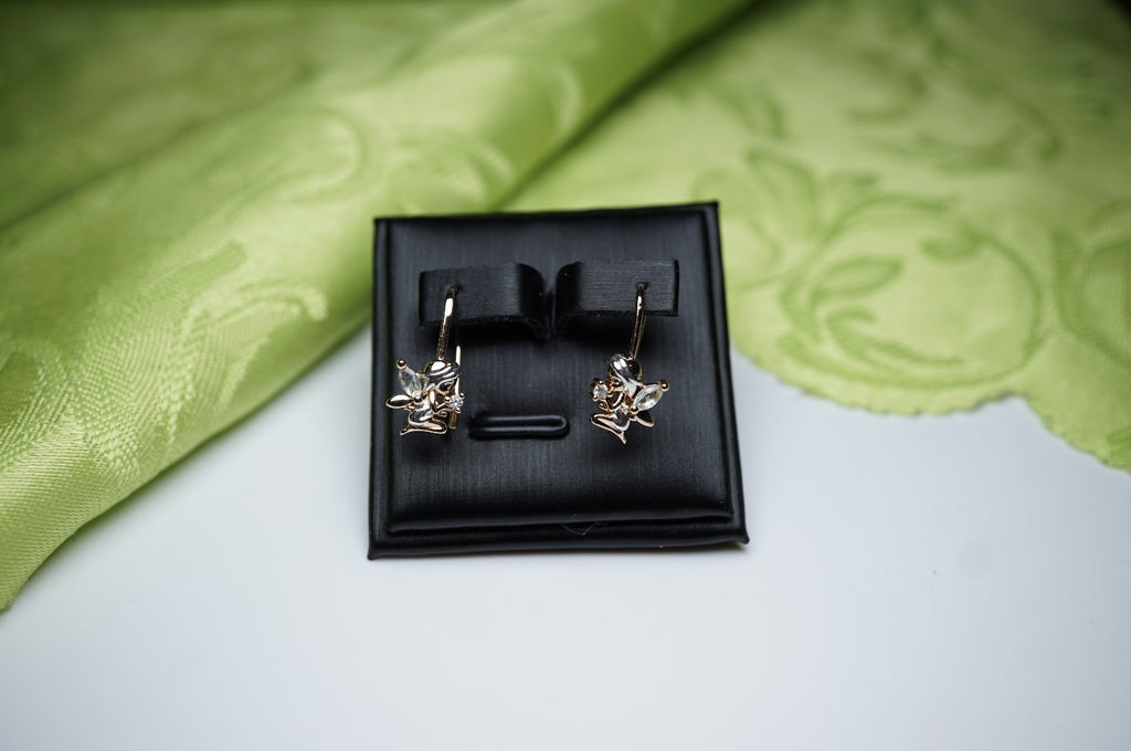 Baby-Engel-Ohrringe mit Drahthaken in zweifarbiger Vergoldung (vergoldet)8