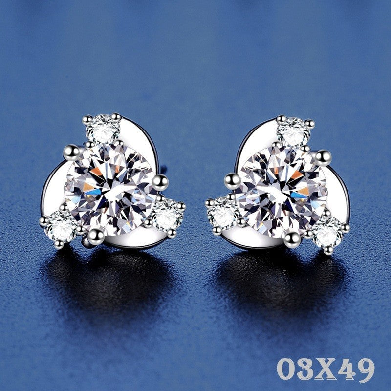 925 Sterlingsilber Damen Ohrringe OhrStecker 50 Punkte [Zirkon] schlichte0