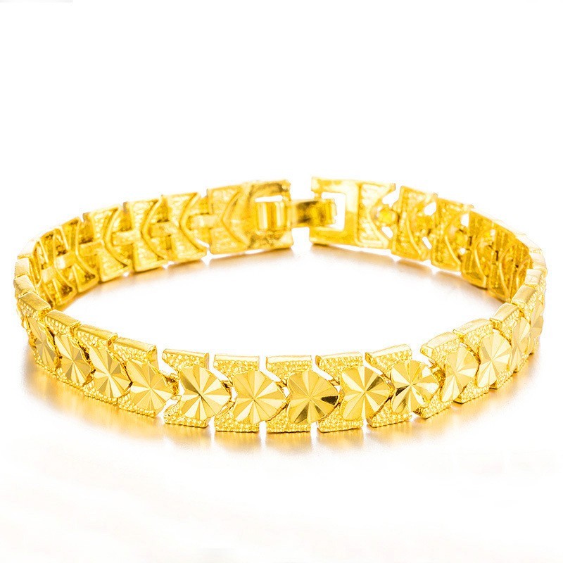 Luxus Damen Armband Gold 24K vergoldeter, farbechte herzförmige Uhrenkette 20cm6
