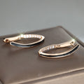 Damen Ohrriinge Champagner Gold Vförmigem Design weißen Diamanten schwarzem0