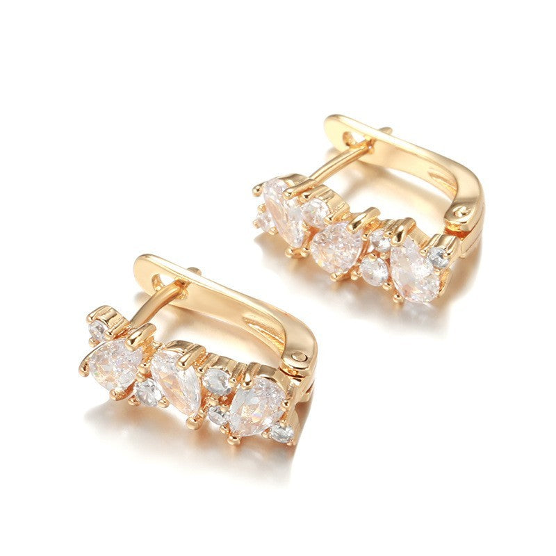 Damen Ohrringe 585 Roségold überzogen voller Zirkon Tropfen Luxus romantische8