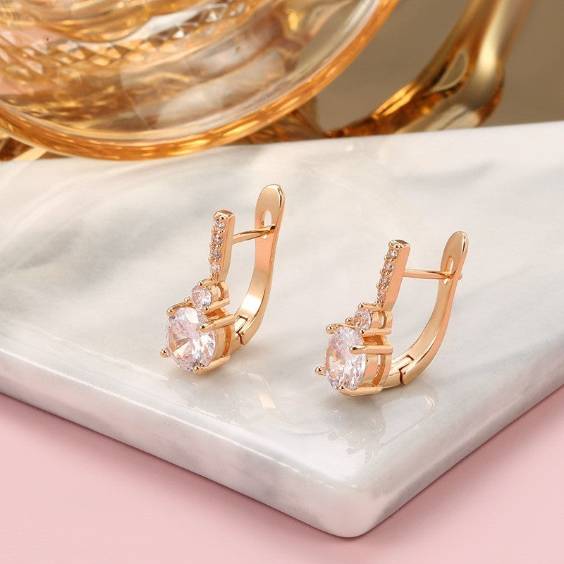 Luxus Damen Ohrringe 585RG Rosé Gold Zirkon ohrringe ohrringe weibliche mode tem4