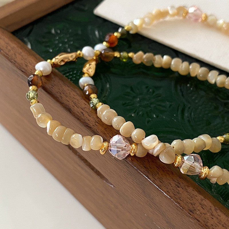 Damen Natürliche runde Perlenkette, leichte LuxusHighEndNische, Französische4