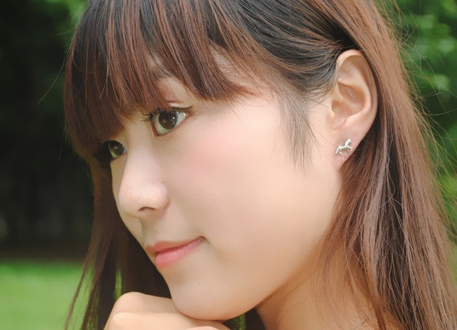 92S Sterling Silber Ohrringe Pferde motiv Ohrstecker kleines Pferdemotiv Ohrst4