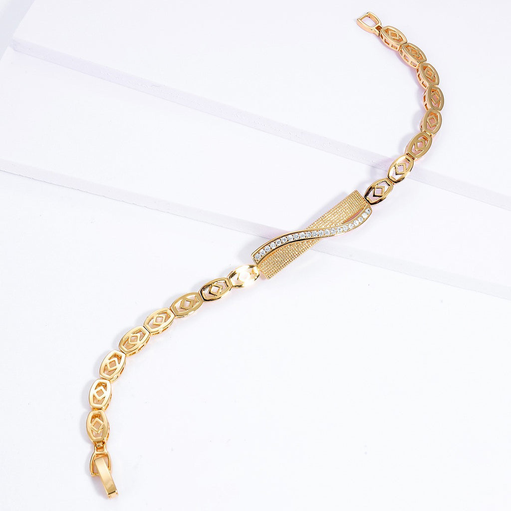 Damen Armband Armreifen Gold exquisit verziert mit edlen Steinen Modisches 19cm3