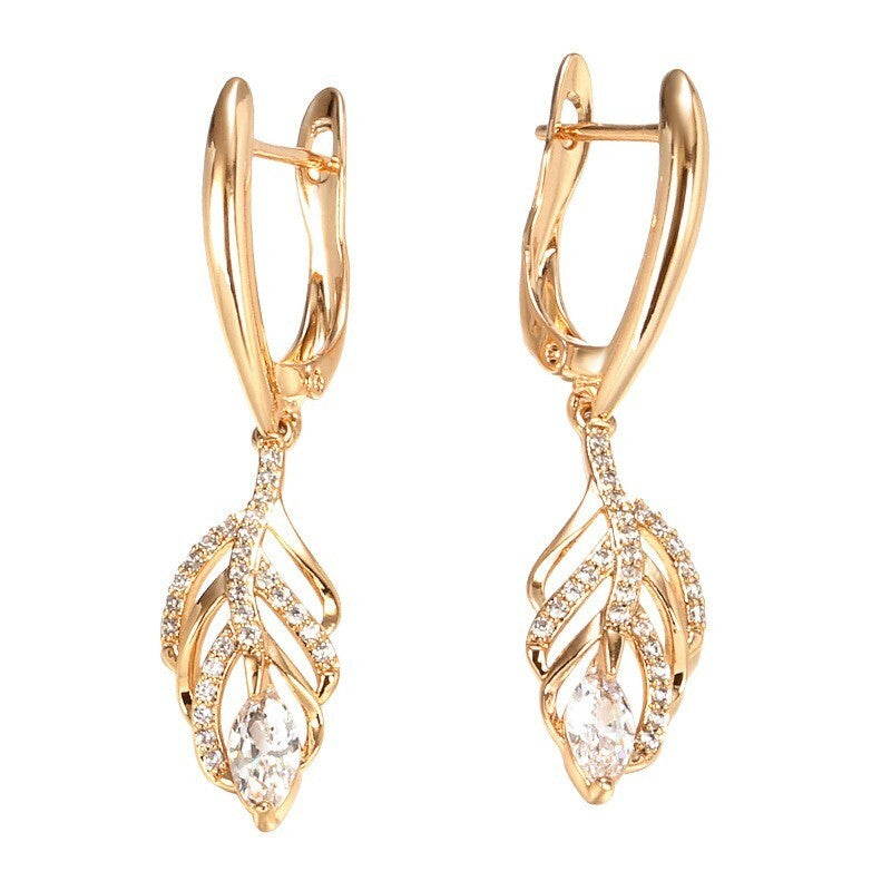 Luxus Damen Ohrringe 585 Roségold schlichtes Temperament Mikrodiamant Blumenanhä2