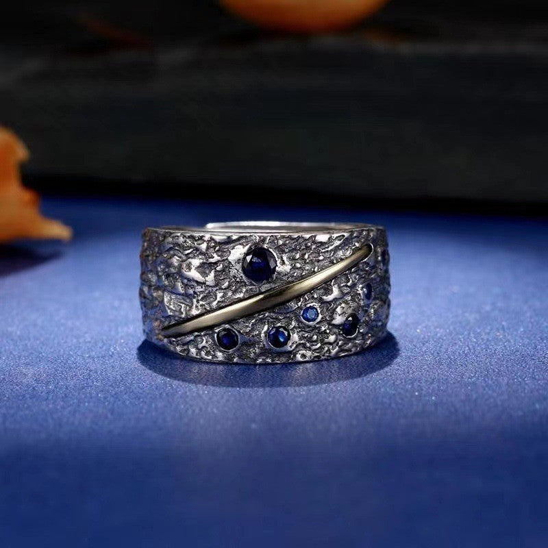 Silber Plattierter Sternenhimmel Ring, stilvoll und trendig für Singles, Schmuck10