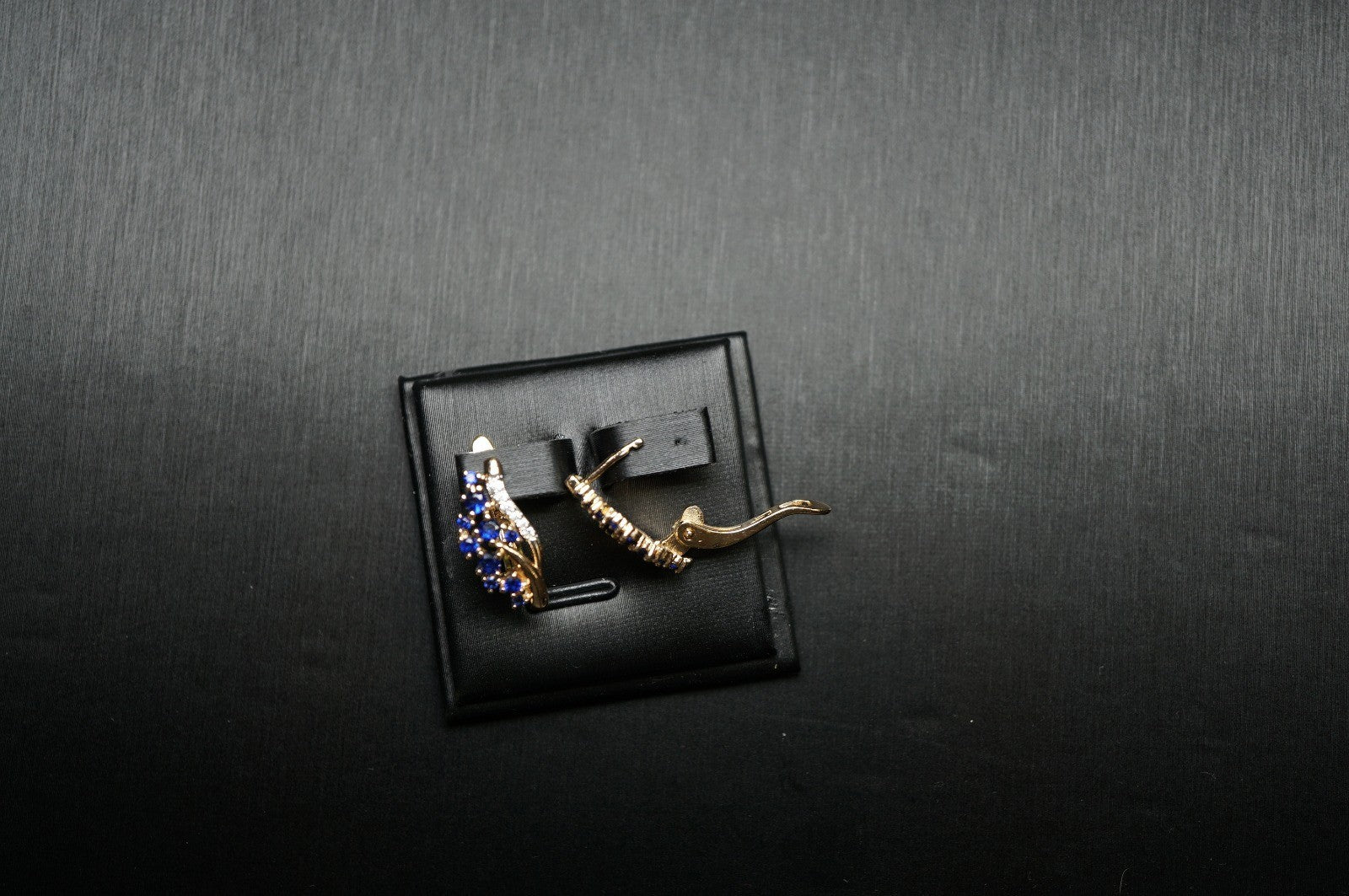 Luxus Damen Ohrringe Feder Blume Zirkon Blauen und Weißen in Roségold (vergolde10