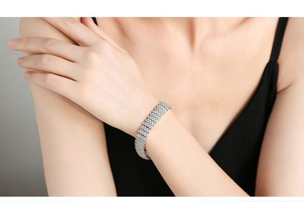 Tennis Armband Bracelet 18K in Weissgold Farbe mit Natürlich AAA Zirkon Kristall7