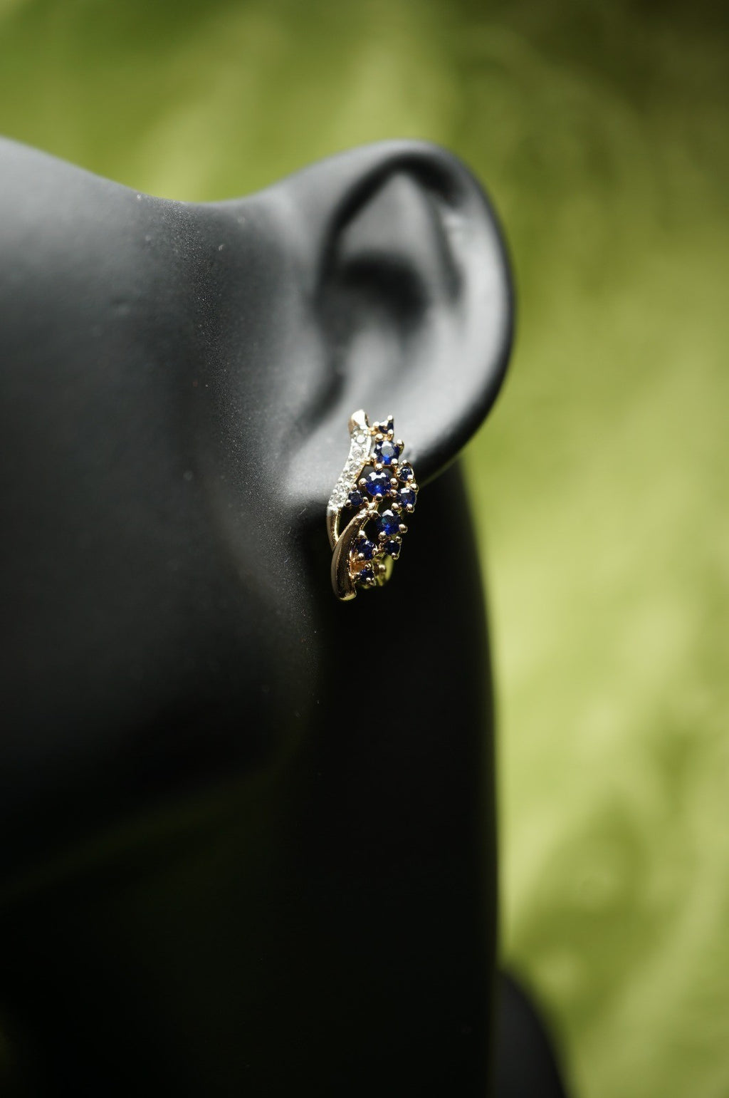 Luxus Damen Ohrringe Feder Blume Zirkon Blauen und Weißen in Roségold (vergolde16