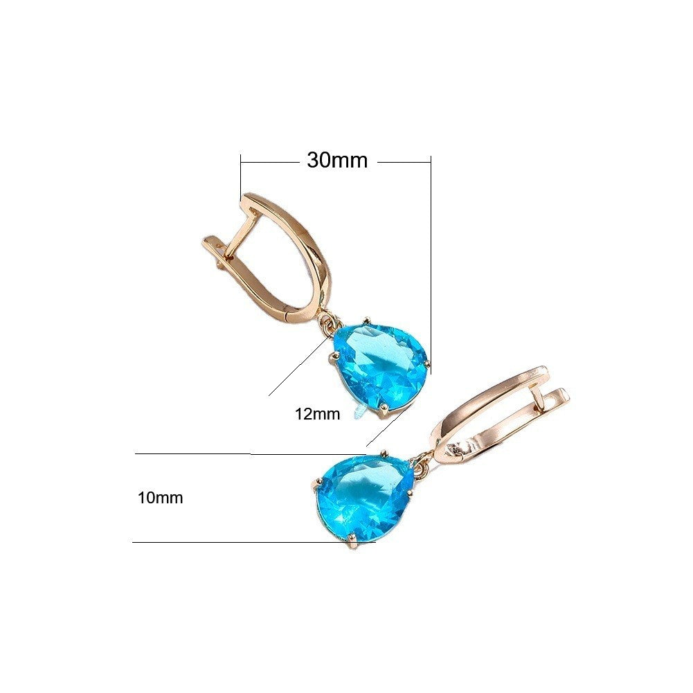 Luxus Damen Ohrringe 585RG Rosé Gold geometrische würfel blau zirkon ohr schnall3