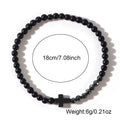 Armband Naturstein Achat  Kreuz Jesus Herren Damen Unisex Trend schwarz matt0