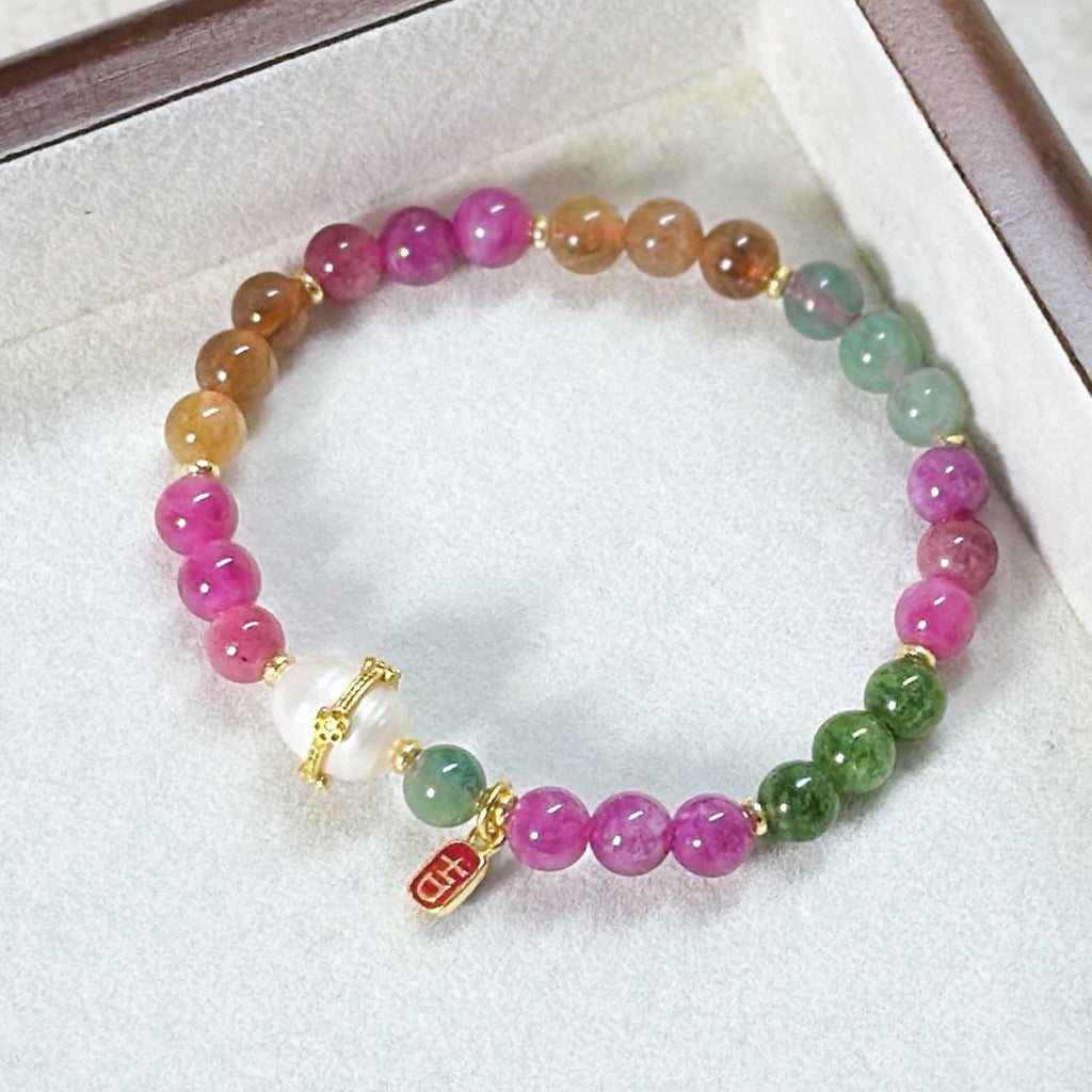 Damen Armband Natürliche Süßwasser Perle Turmalin Armband nette katze natürlich1