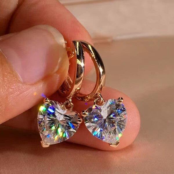 Süße Damen Ohrringe Roségold Herz Kristall Zirkon AAA,Schmuck3