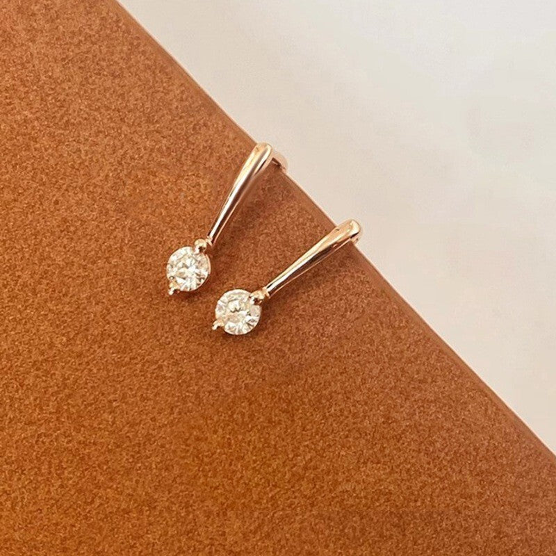 Damen eingelegte Zirkon Ohrringe täglich passende minimalistische kleine Ohrring2