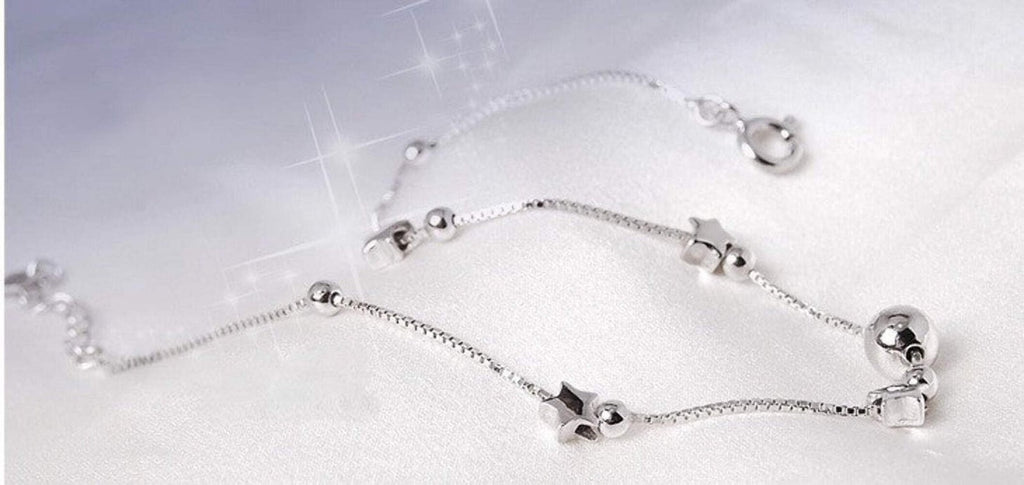 925er Sterling Silber-Fußkettchen mit Stern- und Mond Motiv1