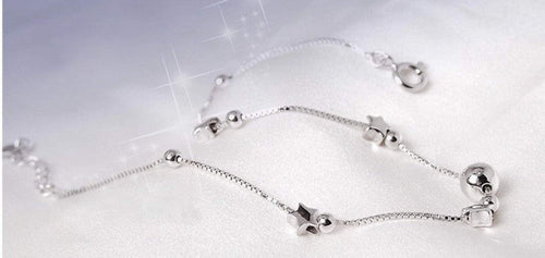 925er Sterling Silber-Fußkettchen mit Stern- und Mond Motiv1