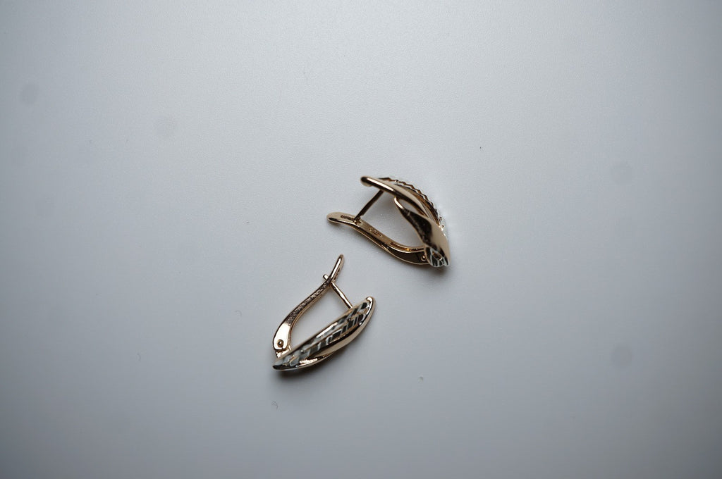 Damen Zweifarbige Ohrringein 585 Roségold ineinandergreifenden Bändern ,Schmuck9