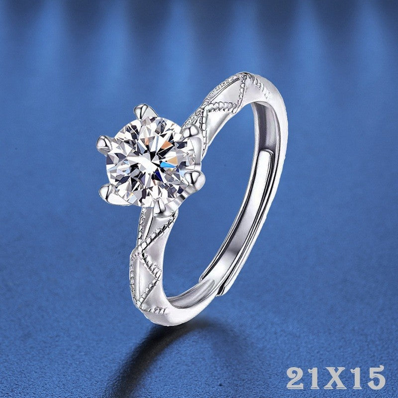 925S Silber Damen Ring, doppelseitiger Diamant1 Karat ZirkonRing, Luxusring9