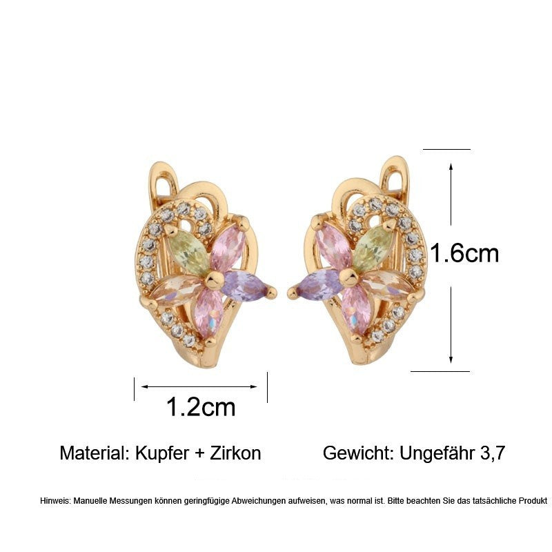 Luxus Damen Ohrringe Gold vergoldet Zirkonia in Blumenform elegante und leichte2