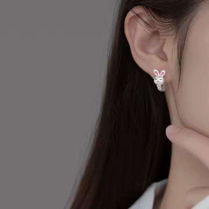 Damen Kinder Creolen Ohrringe Hase Design 925 Sterling Silber Schmuck6