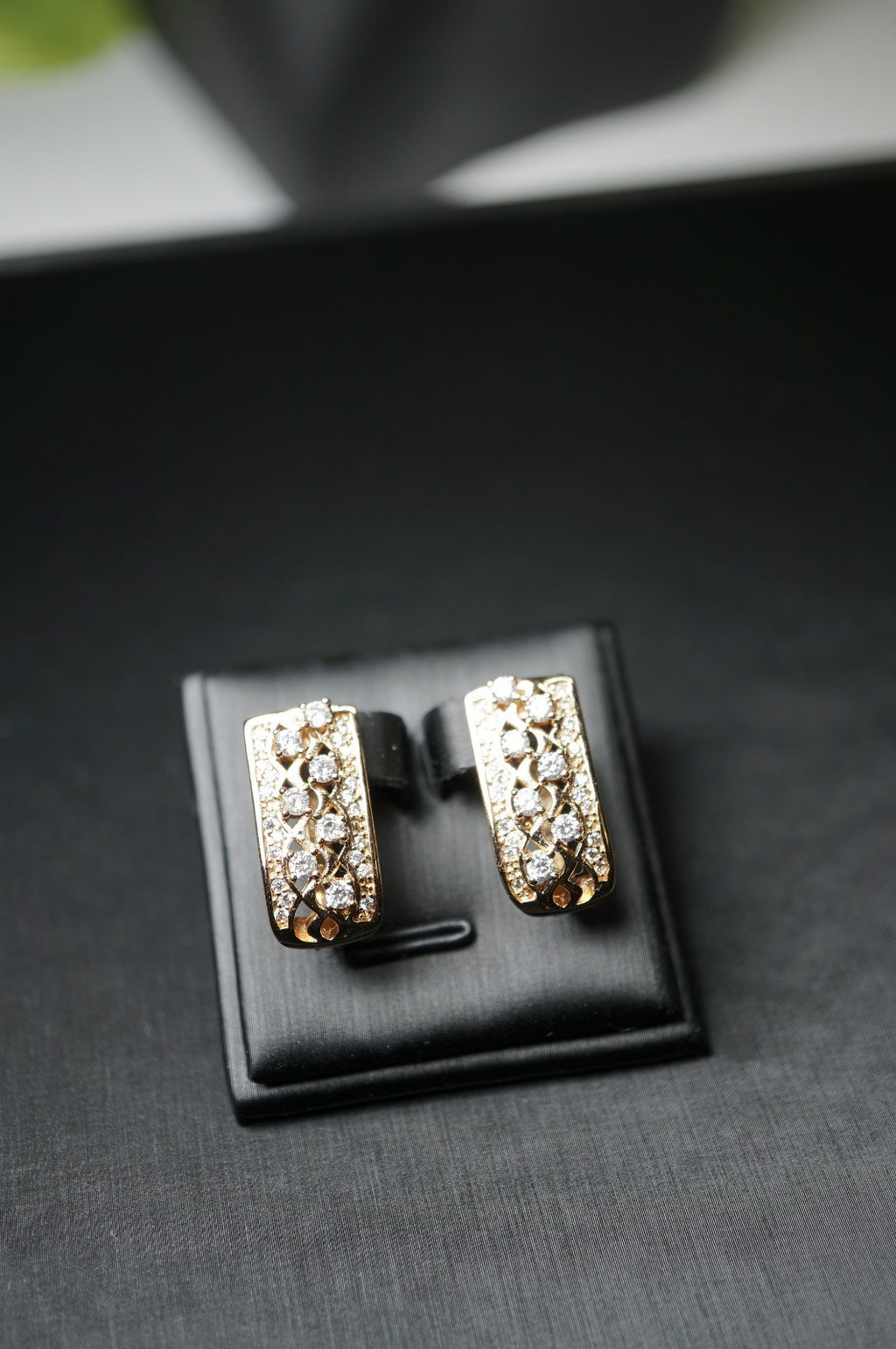 Damen Ohrringe 585 Rosegold mikro-eingelegtem Zirkon in luxuriösem Gold (vergold11