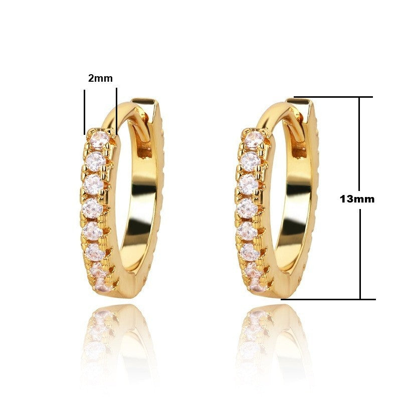 Kleinen Damen Ohrringe Creole Runden Gold vergoldet Mit Zirkonia Für Damen3