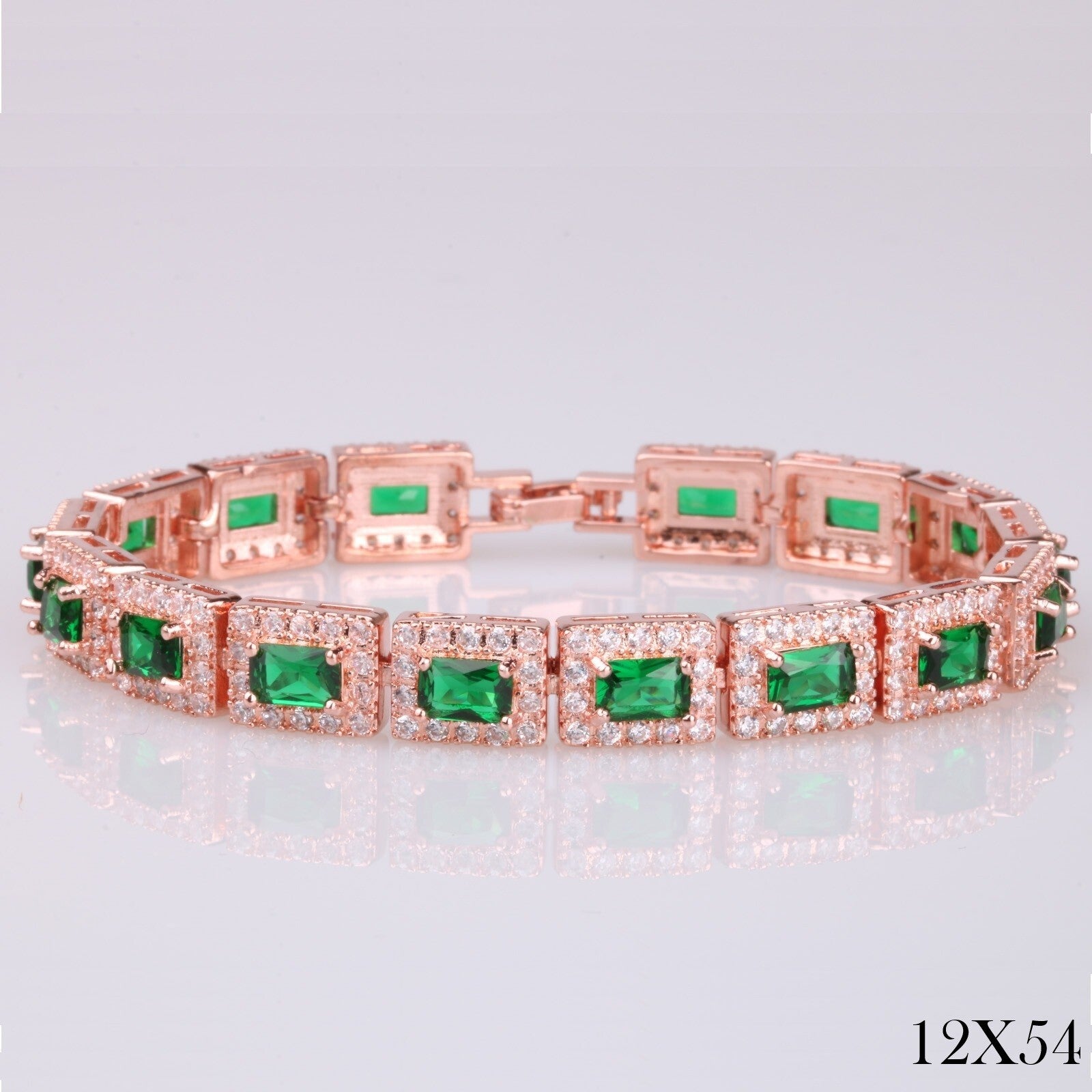 Luxus Damen Armband Rose Gold Grün Zirkon Armband modische Damen Armband voller0