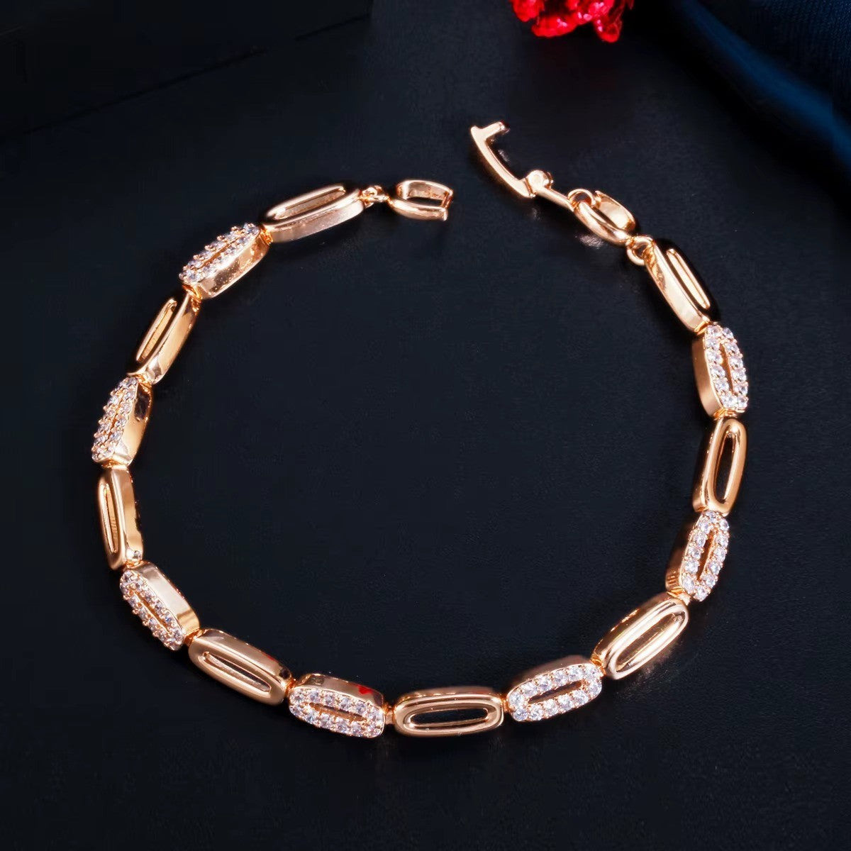 Damen Armreif Tennis Armband 18K vergoldet platiert Modeschmuck4