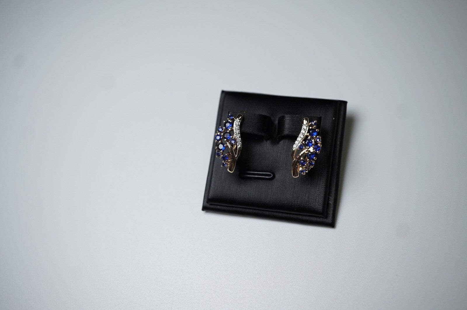 Damen Ohrringe blaue und weiße Blumen mit Zirkonia in Roségold (vergoldet)15