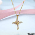 Damen Kette mit Kreuz Anhänger 18K vergoldet0