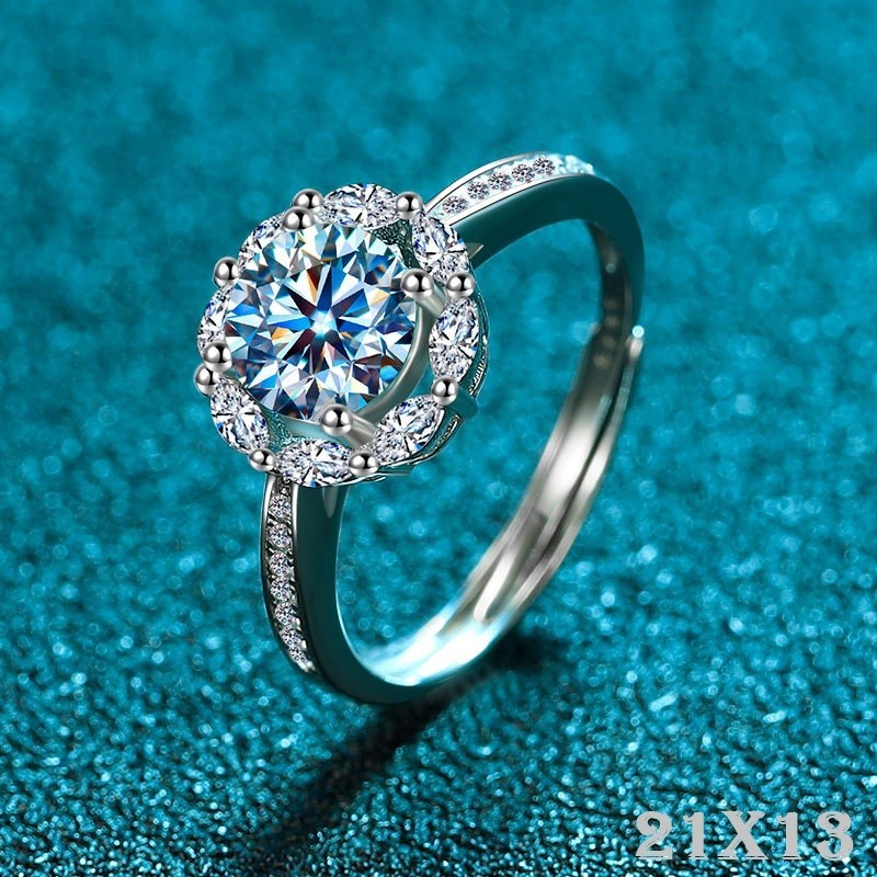 925S Silber Damen Ring vergoldet mit 950er Gold und Zirkon, vierzackiger runder3