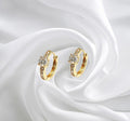 Damen Ohrringe Creole Gold farbes Schlichte und vielseitige ZirkonOhrringe0