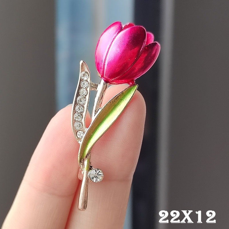 Damen Brosche Tulpenbrosche Temperament kleiner Duftstil Corsage Anzugjacke Anti0