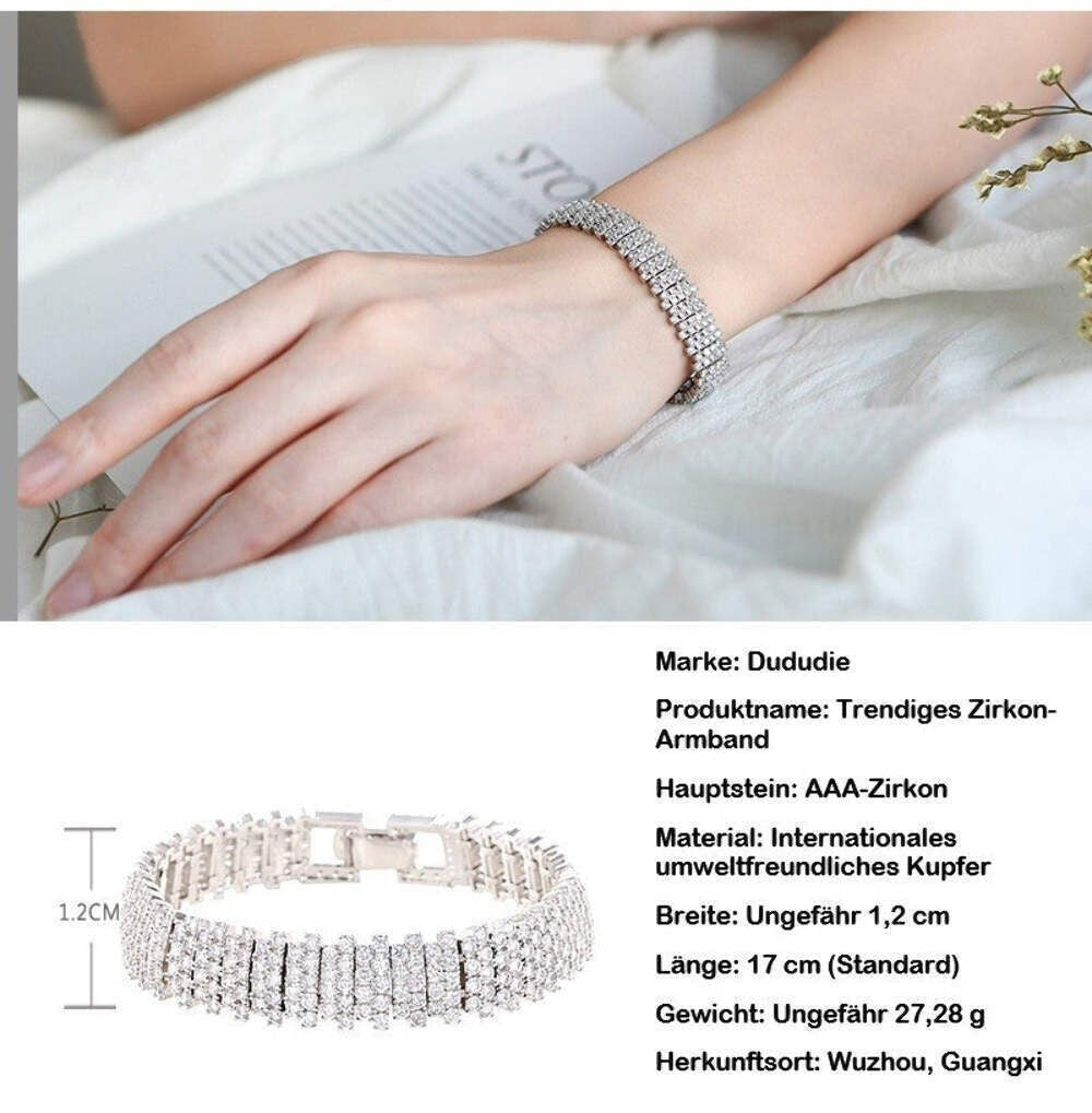 Tennis Armband Bracelet 18K in Weissgold Farbe mit Natürlich AAA Zirkon Kristall4