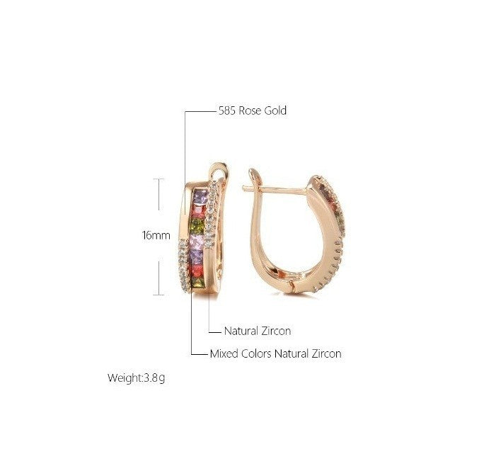 Luxus Ohrringe Creolen Farbig Zirkonia Kristall Rot 585 Rolled Roségold überzoge5