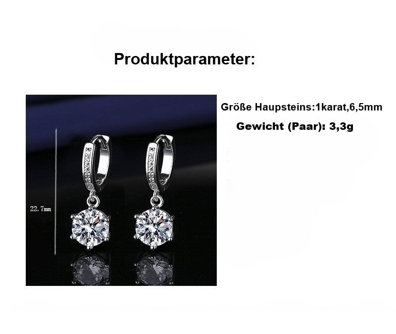 Luxus Ohrringe Creolen Moissanite Nachahmung Sechs Klaue Zwei Karat Weißgold Ver1