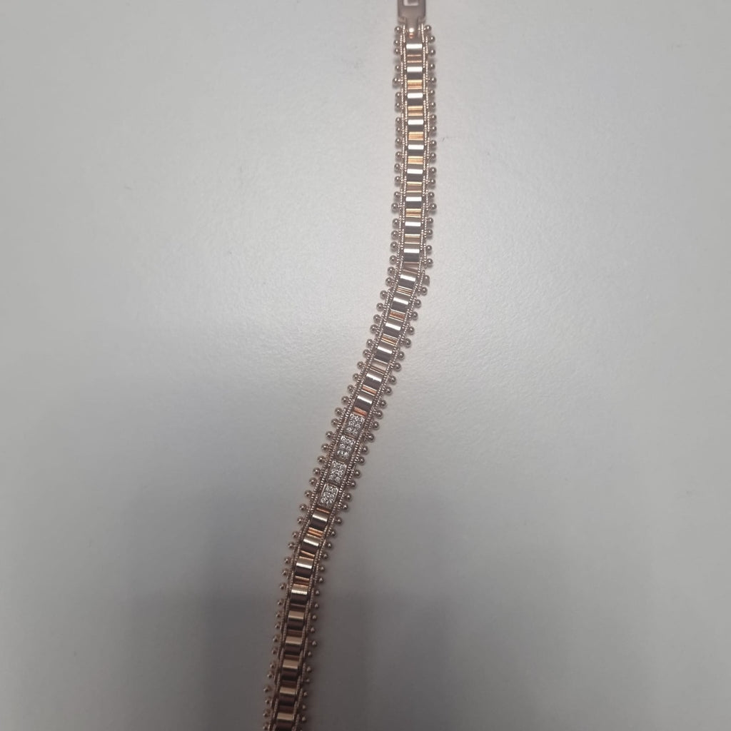 Luxus Damen Armbänder 585RG Naturstein und Kristall Rose Gold 20cm Schmuck4