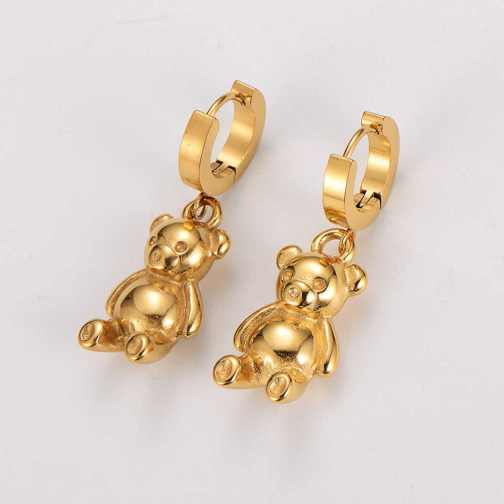 BärenOhrringSet Edelstahl Gold 18K kreativer und vielseitiger Schlangenknoch7